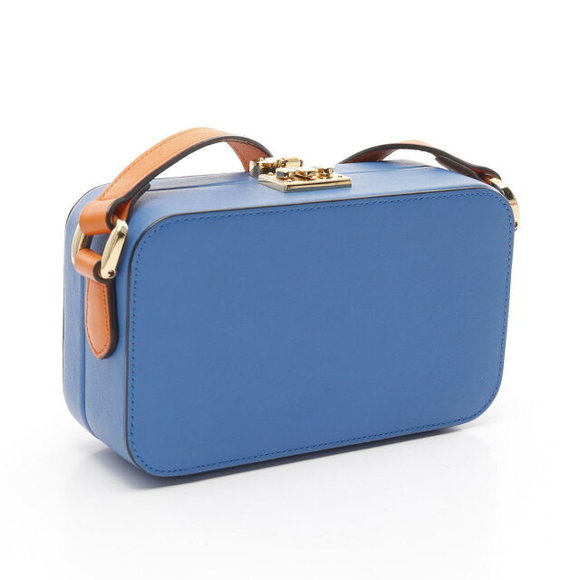 Gucci Interlocking GG Shoulder Bag Leather Blue Orange - Picture 2 of 7